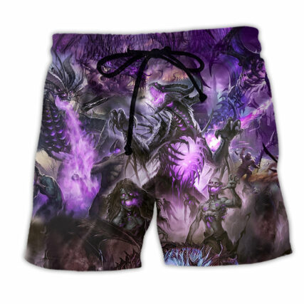Dragon Skull Love Life Purple - Beach Short - Owl Ohh - Owl Ohh