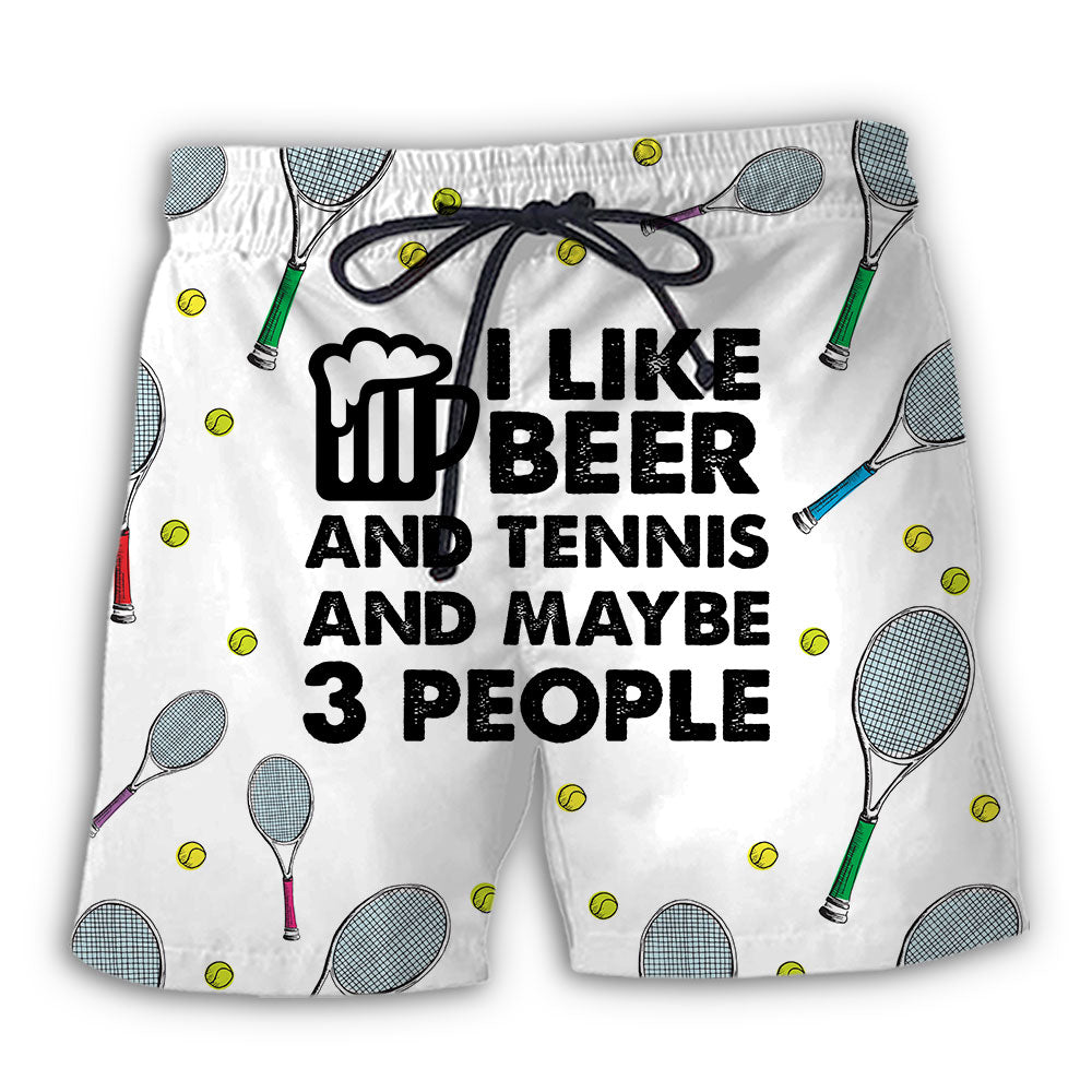 Beer I Like Beer And Tennis And Maybe 3 People - Beach Short - Owl Ohh - Owl Ohh