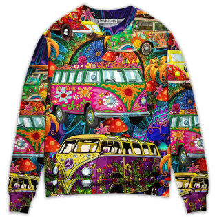 Hippie Van Colorful Vans On The Way - Sweater - Ugly Christmas Sweaters - Owl Ohh - Owl Ohh