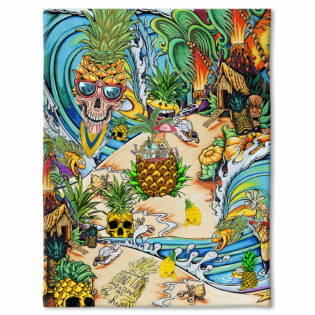 Skull Pineapple Fruit Amazing - Flannel Blanket - Owl Ohh - Owl Ohh