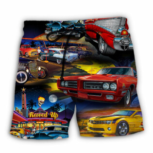 Muscle Car Family Art - Beach Short - Owl Ohh - Owl Ohh