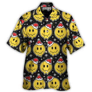Christmas Smile Happy Face With Santa Hat - Hawaiian Shirt - Owl Ohh for men and women, kids - Owl Ohh