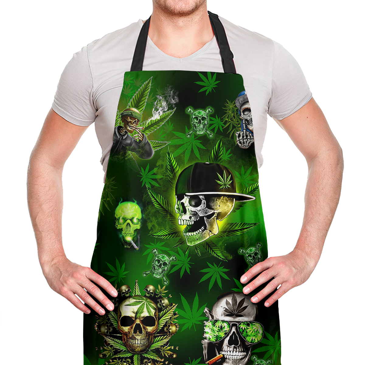 Skull Let's Get High Green - Adjustable Apron - Owl Ohh - Owl Ohh