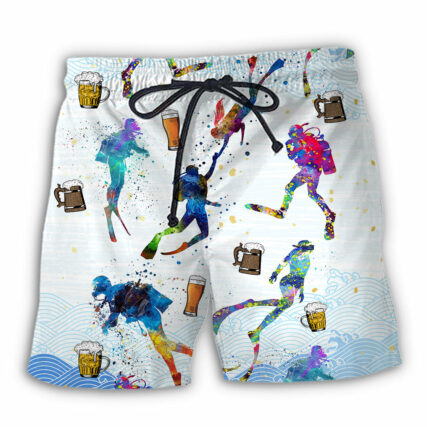Diving I Like Beer And Diving - Beach Short - Owl Ohh - Owl Ohh