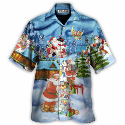 Christmas Santa And Snowman Best Friends - Hawaiian Shirt - Owl Ohh - Owl Ohh