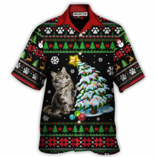 Cat Wreck The Tree Light Funny Ugly Style Christmas - Hawaiian Shirt - Owl Ohh - Owl Ohh