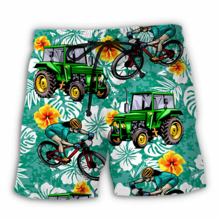 Tractor I Like Tractors And Mountain Biking - Beach Short - Owl Ohh - Owl Ohh