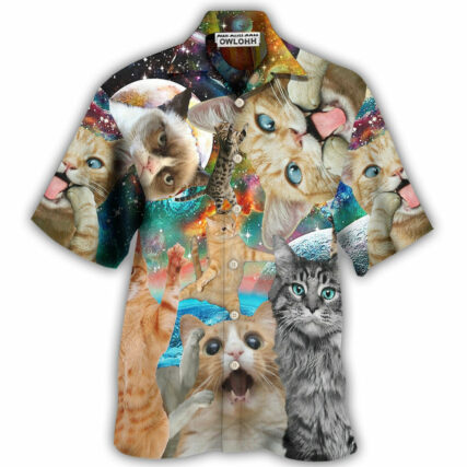 Cat Funny Amazing Galaxy - Hawaiian Shirt - Owl Ohh - Owl Ohh