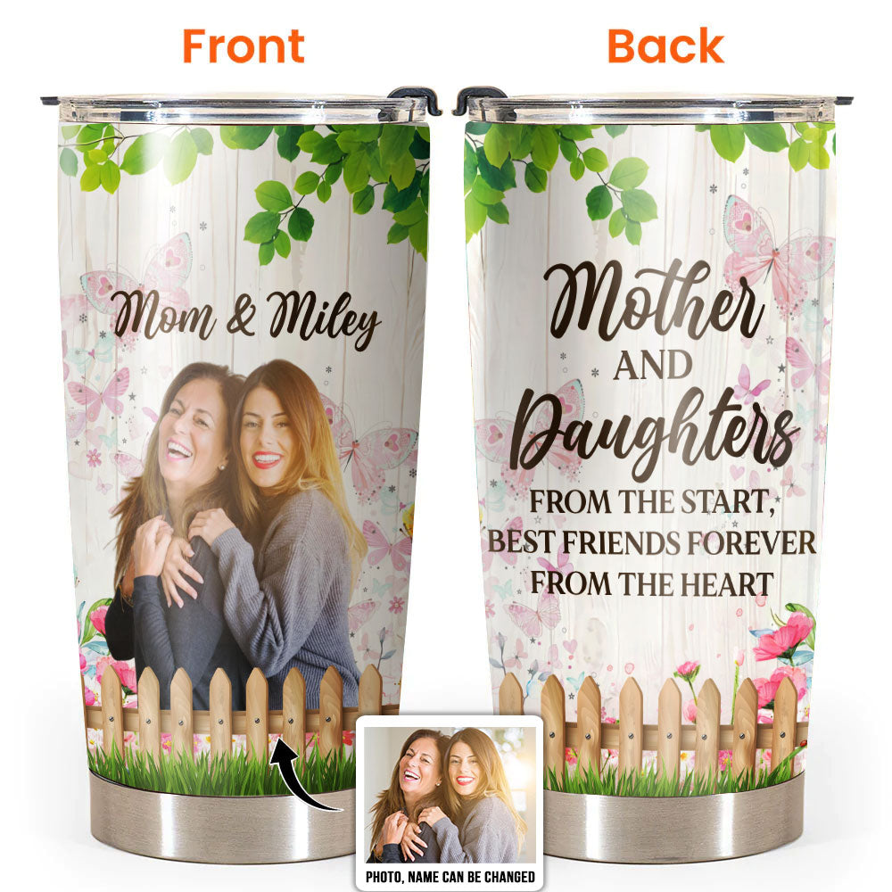 Mother's Day We Love You Flower Wall Butterflies Vintage Vibe Custom Photo Personalized - Tumbler - Personalized Photo Gifts-Owl Ohh