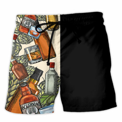 Wine Hunting I Like Bourbon - Beach Short - Owl Ohh - Owl Ohh