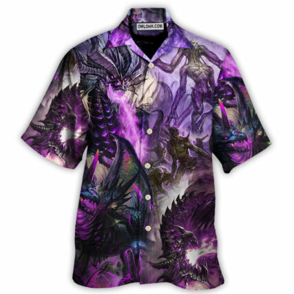 Dragon Purple Skull Monster Lightning Fight Art Style - Hawaiian Shirt - Owl Ohh - Owl Ohh