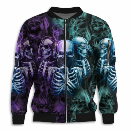 Skull Neither Hear Nor See - Bomber Jacket - Owl Ohh - Owl Ohh