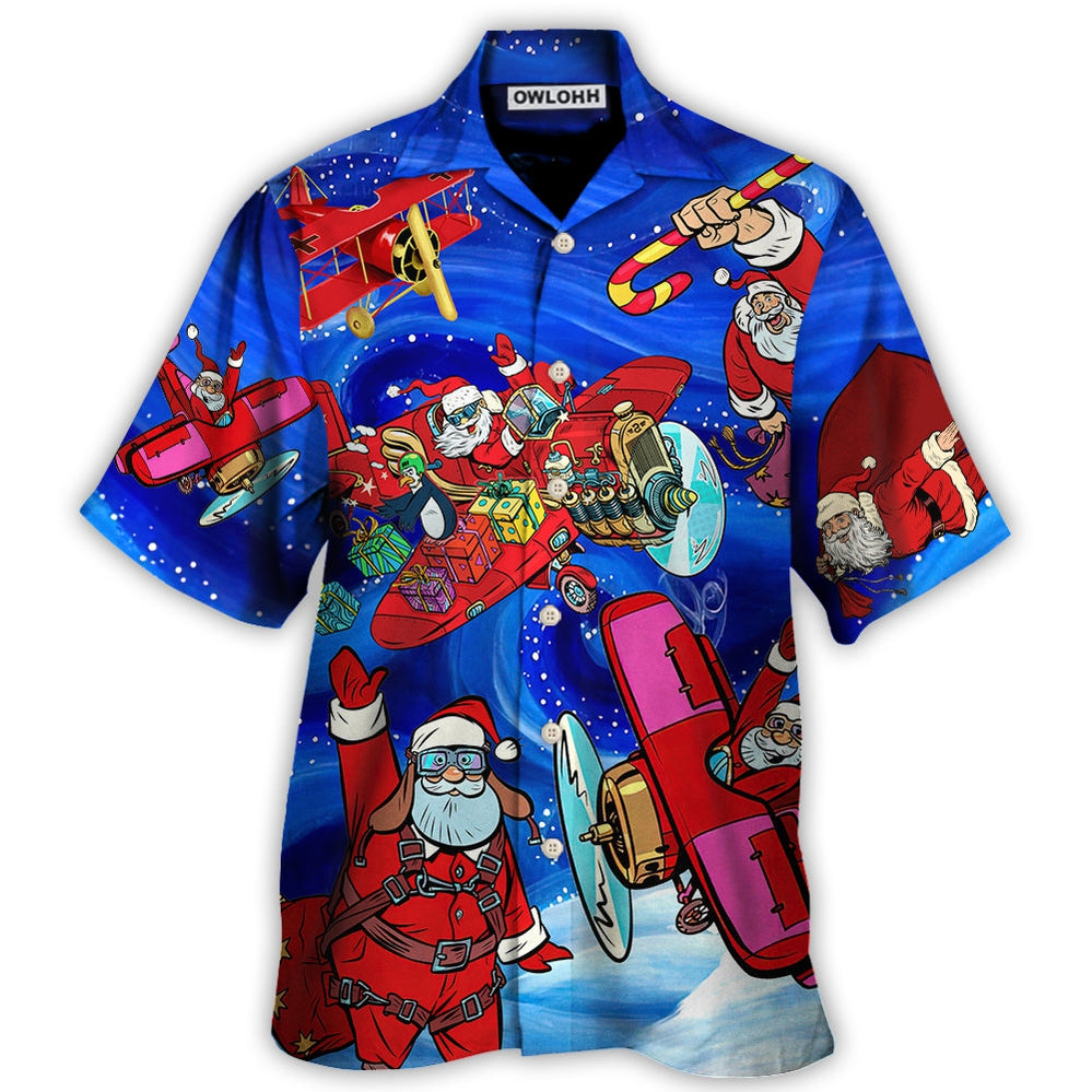 Christmas No Reindeer Any More Santa Loves Airplane Magic Night - Hawaiian Shirt - Owl Ohh for men and women, kids - Owl Ohh