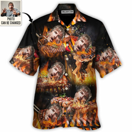 BBQ Grill Funny Style Custom Photo - Hawaiian Shirt - Personalized Photo Gifts for men and women, kids - Owl Ohh