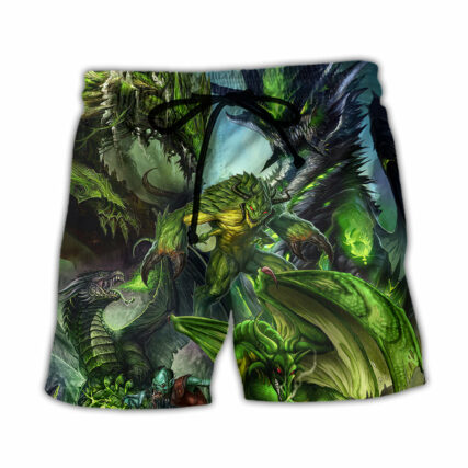 Dragon Green Skull Lover Art Style - Beach Short - Owl Ohh - Owl Ohh