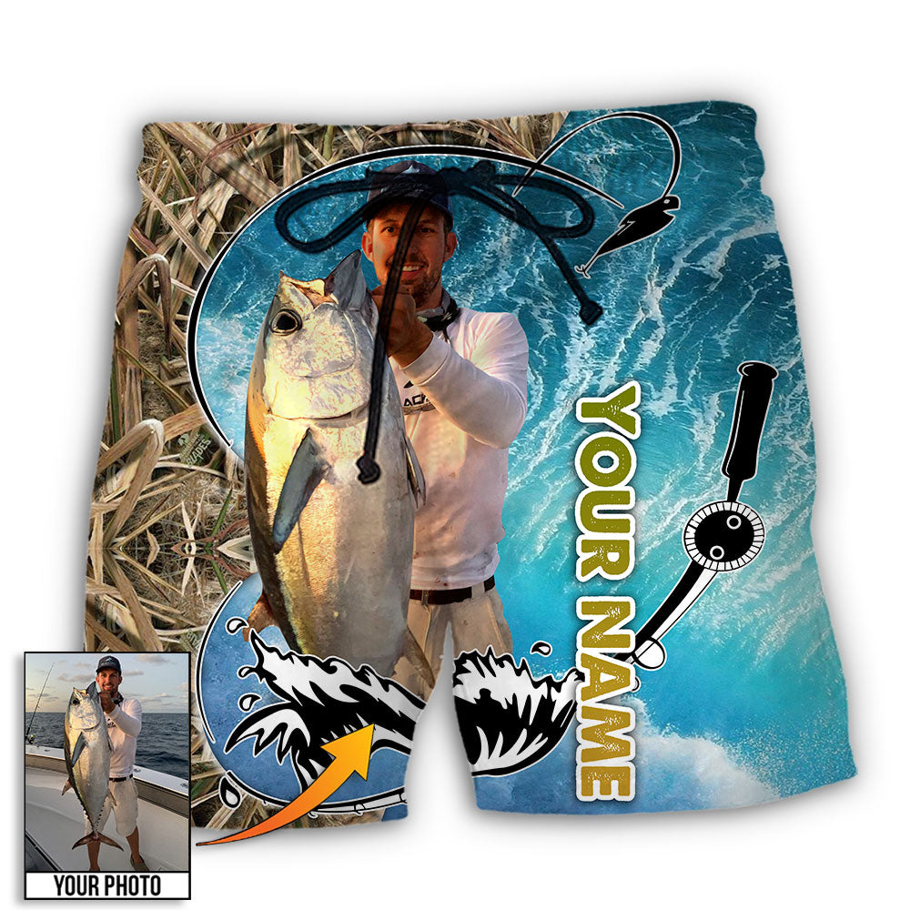 Fishing Blue Water Cool Custom Photo Personalized - Beach Short - Owl Ohh - Owl Ohh