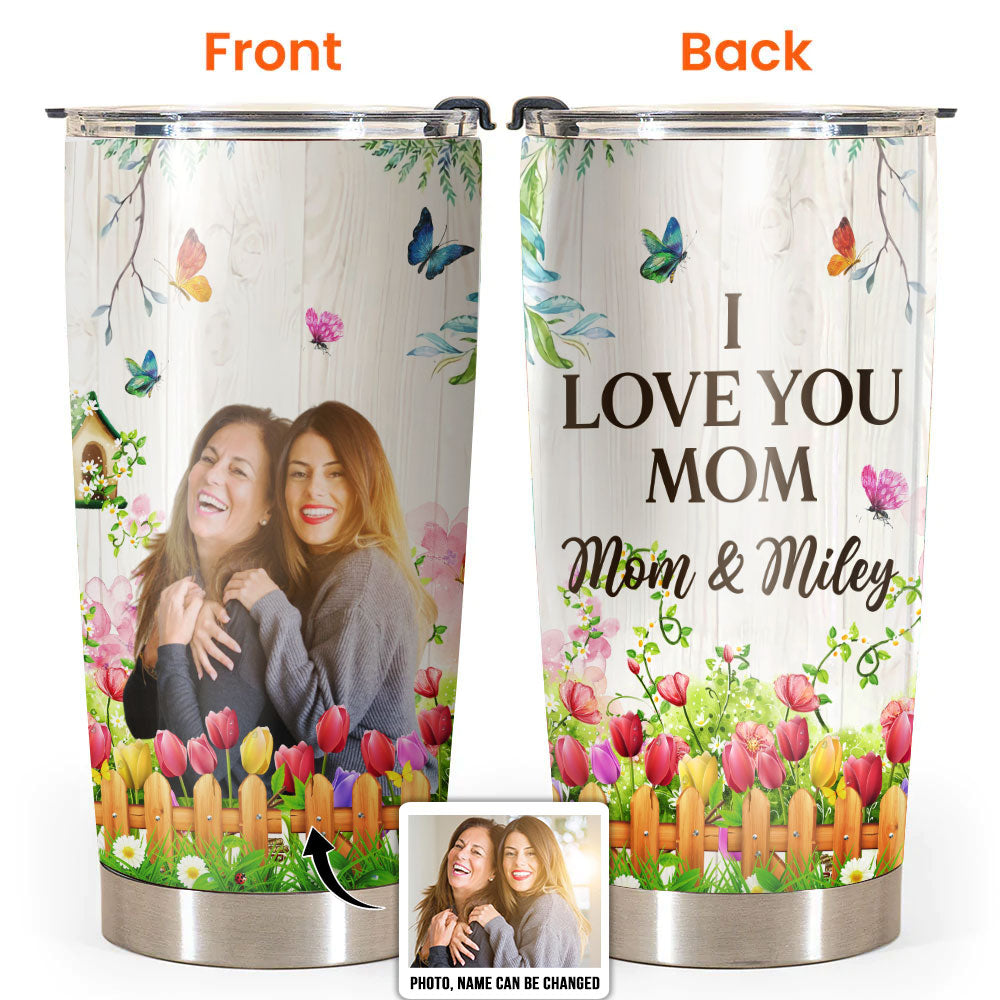Mother's Day I Love You Flower Rose Wall Vintage Vibe Custom Photo Personalized - Tumbler - Personalized Photo Gifts-Owl Ohh