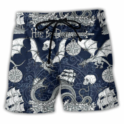 Dragon With Skull Old Ship Sea Life - Beach Short - Owl Ohh - Owl Ohh
