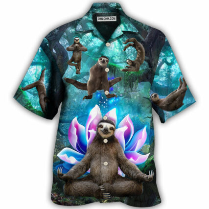Sloth Yoga Pose On the Forest Lotus Flower - Hawaiian Shirt - Owl Ohh - Owl Ohh