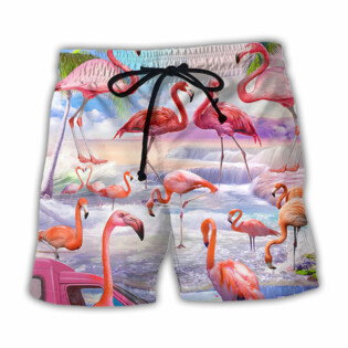 Flamingo In The Paradise Cool Style - Beach Short - Owl Ohh - Owl Ohh