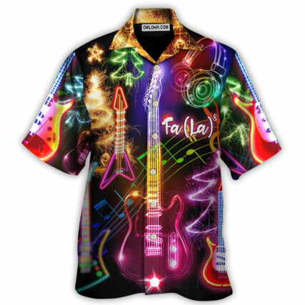Christmas Guitar Tree Happy Glow Light Style - Hawaiian Shirt - Owl Ohh - Owl Ohh
