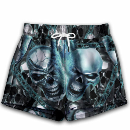 Skull Blue Flame Screaming - Women's Casual Shorts - Owl Ohh - Owl Ohh