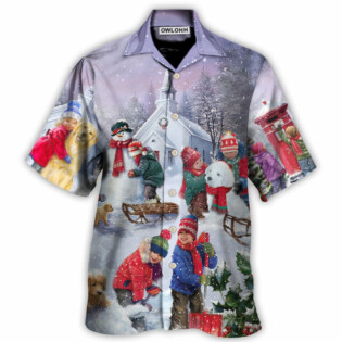 Christmas Children Love Christmas Chilling With Homie Art Style - Hawaiian Shirt - Owl Ohh for men and women, kids - Owl Ohh