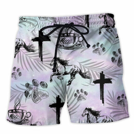 Coffee Jesus Dog Horse - Beach Short - Owl Ohh - Owl Ohh