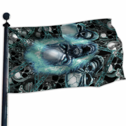 Skull Blue Flame Screaming - House Flag - Owl Ohh - Owl Ohh