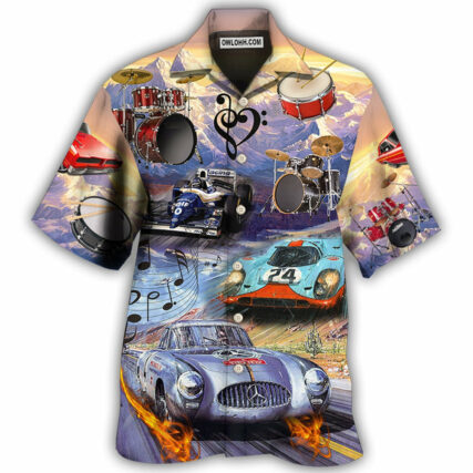 Racing And Drum Lover Music And Car - Hawaiian Shirt - Owl Ohh - Owl Ohh