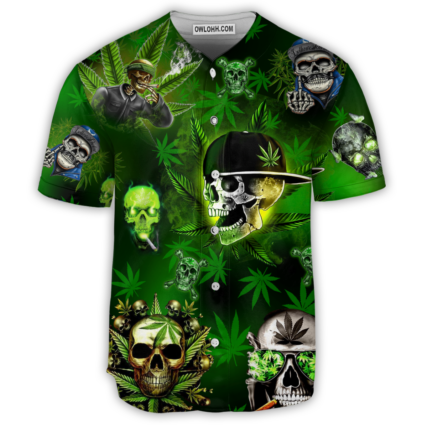 Skull Let's Get High Green - Baseball Jersey - Owl Ohh - Owl Ohh