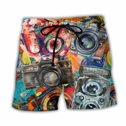 Camera Vintage Colorful Retro - Beach Short - Owl Ohh - Owl Ohh