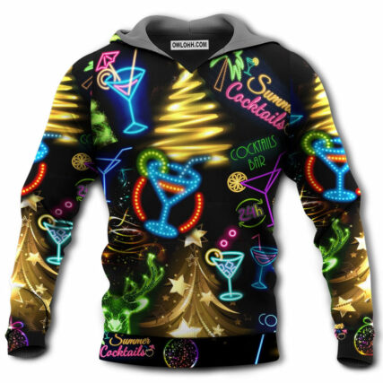 Cocktail Christmas Neon Art Drinking - Hoodie - Owl Ohh - Owl Ohh