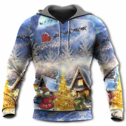 Christmas Santa Claus Reindeer Snowman Family In Love Gift Light Art Style - Hoodie - Owl Ohh - Owl Ohh