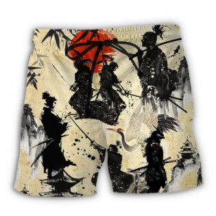 Samurai Mountain Sketch Art - Beach Short - Owl Ohh - Owl Ohh