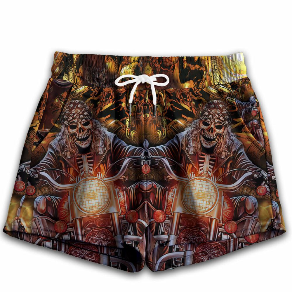 Skull Motorcycle Racing Fast Fire - Women's Casual Shorts - Owl Ohh - Owl Ohh