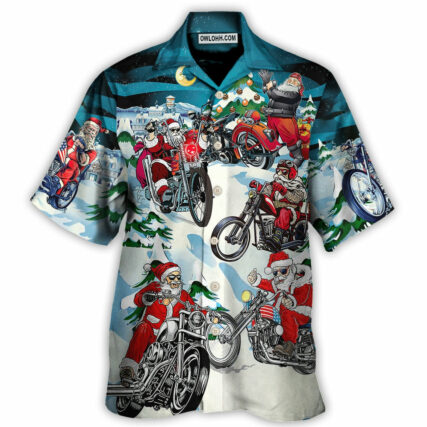 Christmas Santa Claus Driving Motorcycle - Hawaiian Shirt - Owl Ohh - Owl Ohh