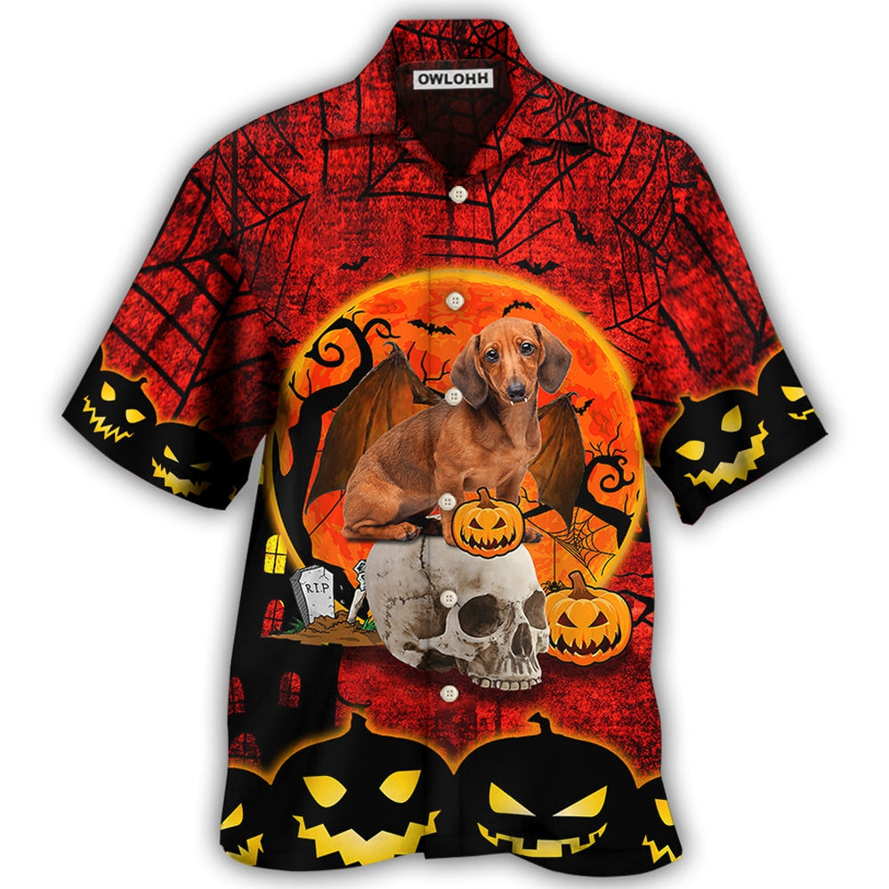 Halloween Dachshund Pumpkin Scary Red - Hawaiian Shirt - Owl Ohh - Owl Ohh