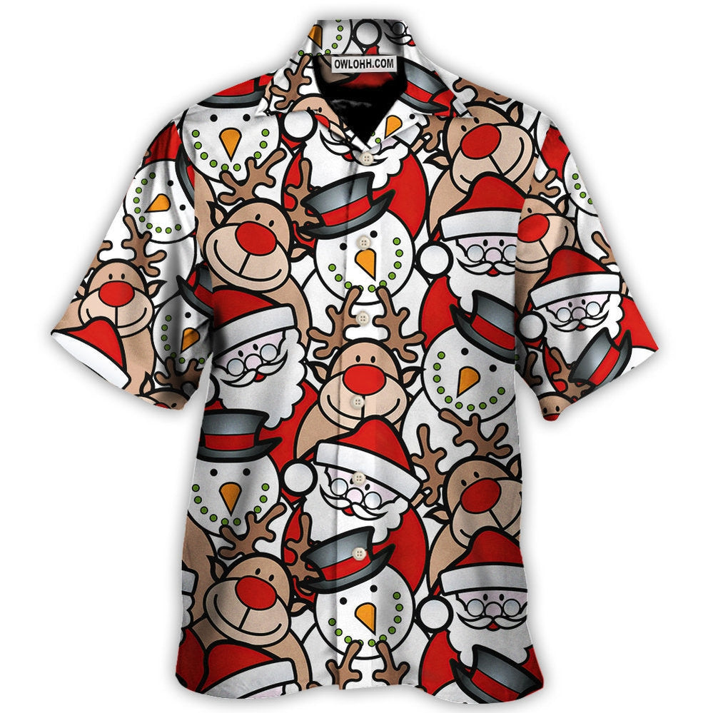 Christmas Cutie Santa And Reindeer Funny Style - Hawaiian Shirt - Owl Ohh - Owl Ohh