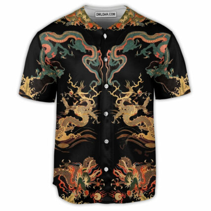 Dragon Chinese Dragon Royal - Baseball Jersey - Owl Ohh - Owl Ohh
