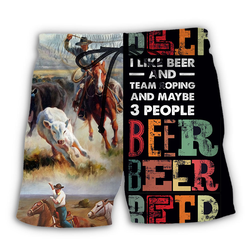 Horse Beer I Like Beer And Team Roping - Beach Short - Owl Ohh - Owl Ohh