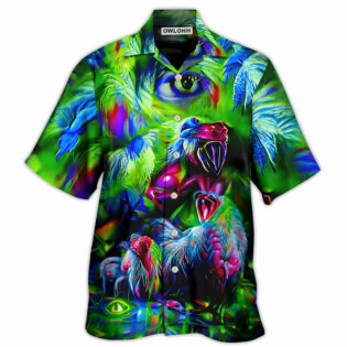 Chicken A Crowing Rooster Funny Neon - Hawaiian Shirt - Owl Ohh - Owl Ohh