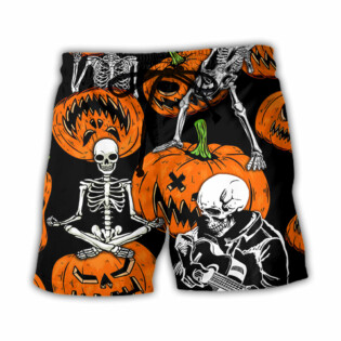 Halloween Skeleton Pumpkin Scary - Beach Short - Owl Ohh - Owl Ohh