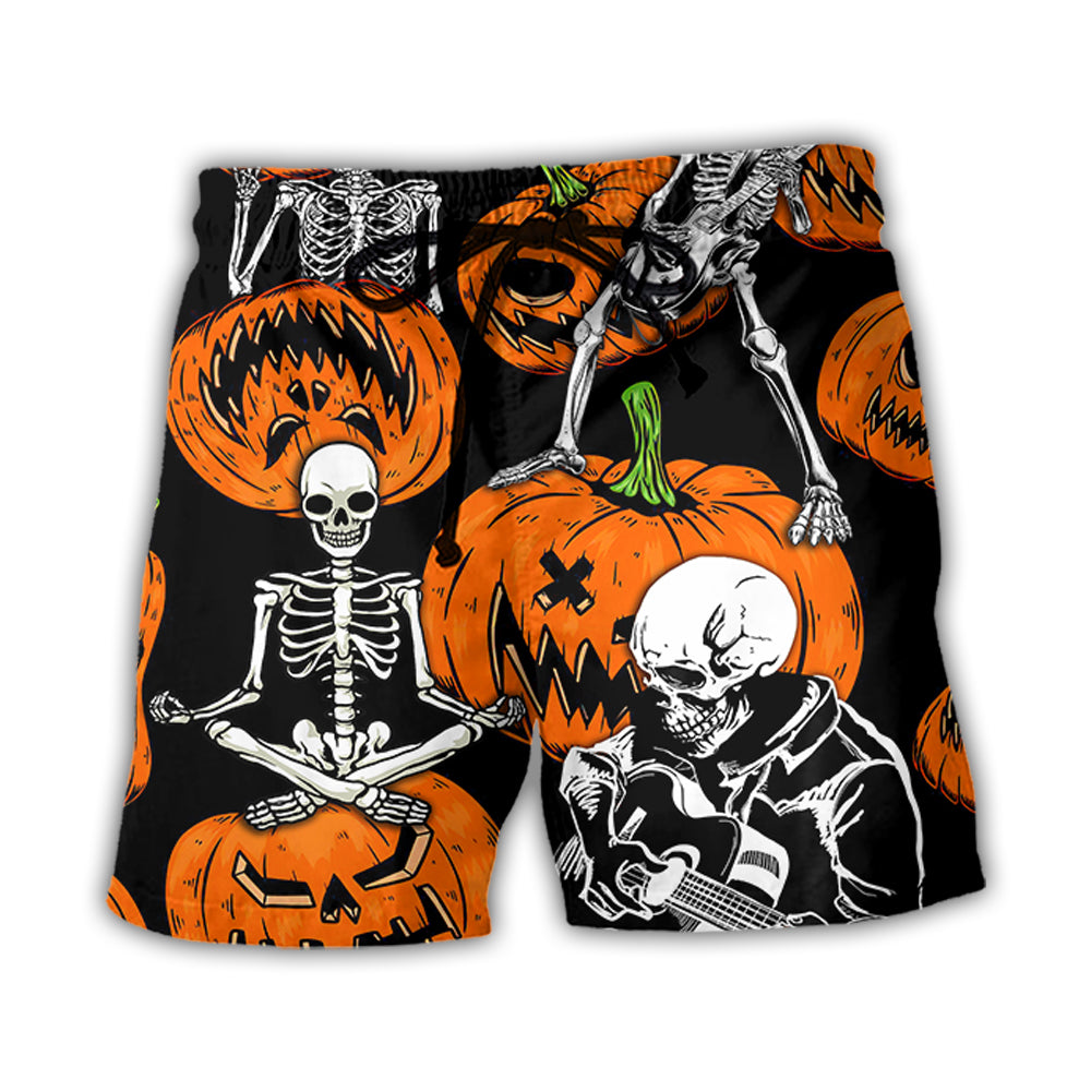 Halloween Skeleton Pumpkin Scary - Beach Short - Owl Ohh - Owl Ohh