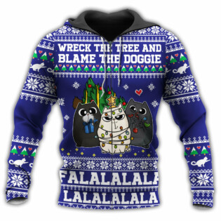 Cat Wreck The Tree Meowy Christmas La La - Hoodie - Owl Ohh - Owl Ohh