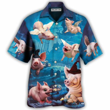 Halloween Pig Fly Pumpkin Scary - Hawaiian Shirt - Owl Ohh - Owl Ohh