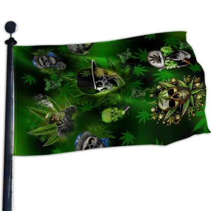 Skull Let's Get High Green - House Flag - Owl Ohh - Owl Ohh