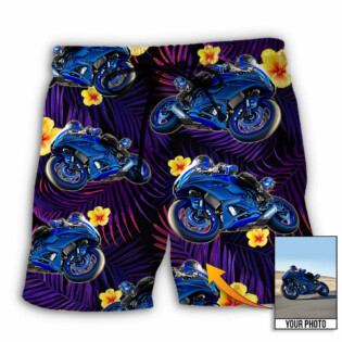 Trooper Motorcycle Tropical Custom Photo - Beach Short - Owl Ohh - Owl Ohh