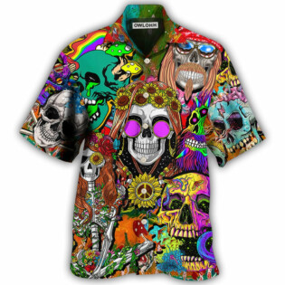 Hippie Skull Colorful Cool Style - Hawaiian Shirt - Owl Ohh - Owl Ohh