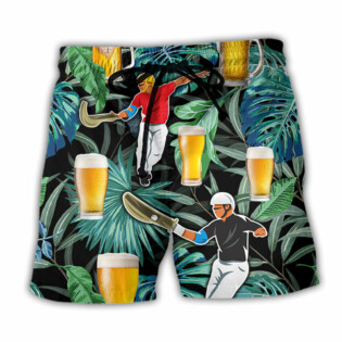 Beer And Jai Alai Tropical Pattern - Beach Short - Owl Ohh - Owl Ohh
